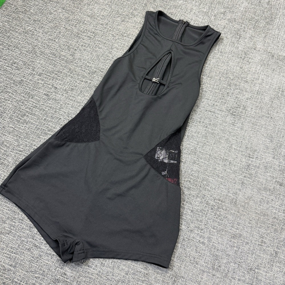 Shein Icon Women XS Black Cutout Sleeveless‎ Romper Bodycon Clubwear NWT